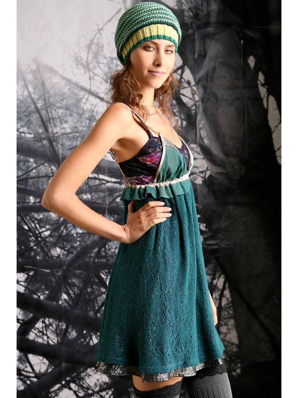 Free People Lace Canopy Dress in Dark Teal - sz 10 - Picture 2 of 15